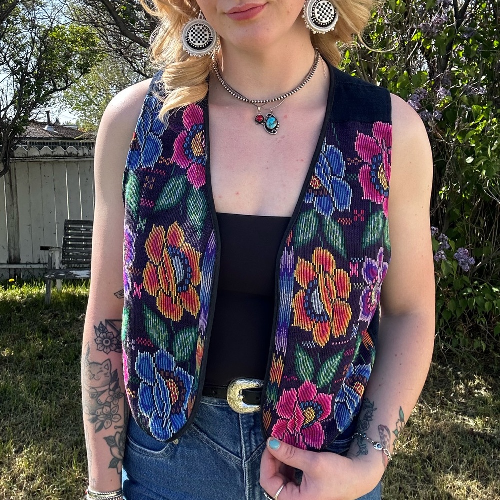 Vintage Mexican floral vest